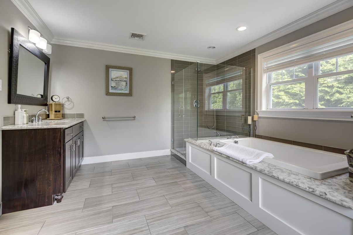 Bathroom, Glass Shower, Interior, Recessed Lighting