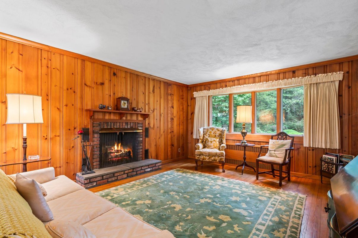 Fireplace, Interior, Living room, Wood Texture Flooring, Wooden Walls
