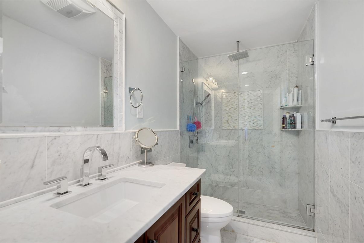 Bathroom, Glass Shower, Interior, Marble, Marble Walls