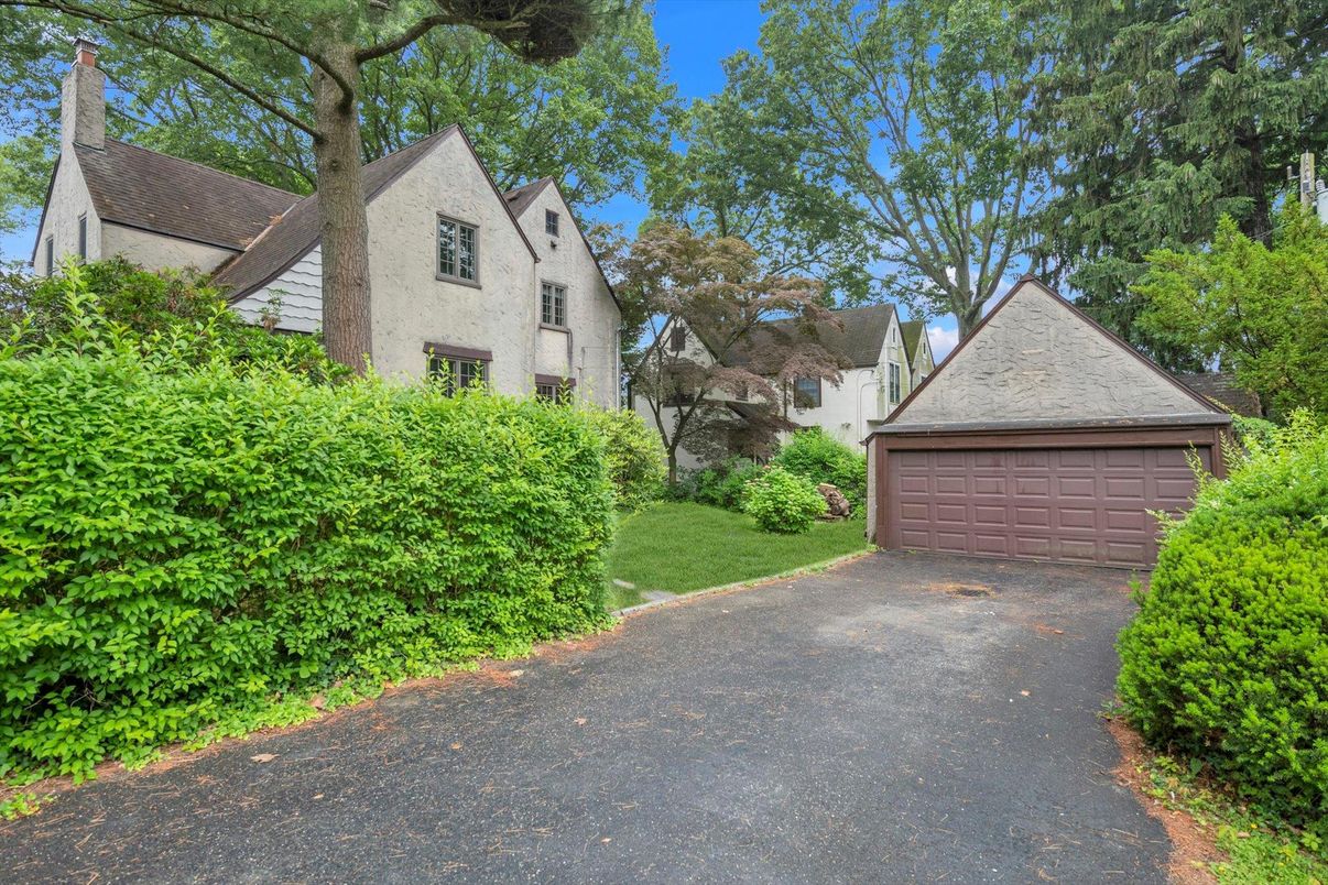 Attached, Detached Garage, Exterior, Facade, Tudor Revival