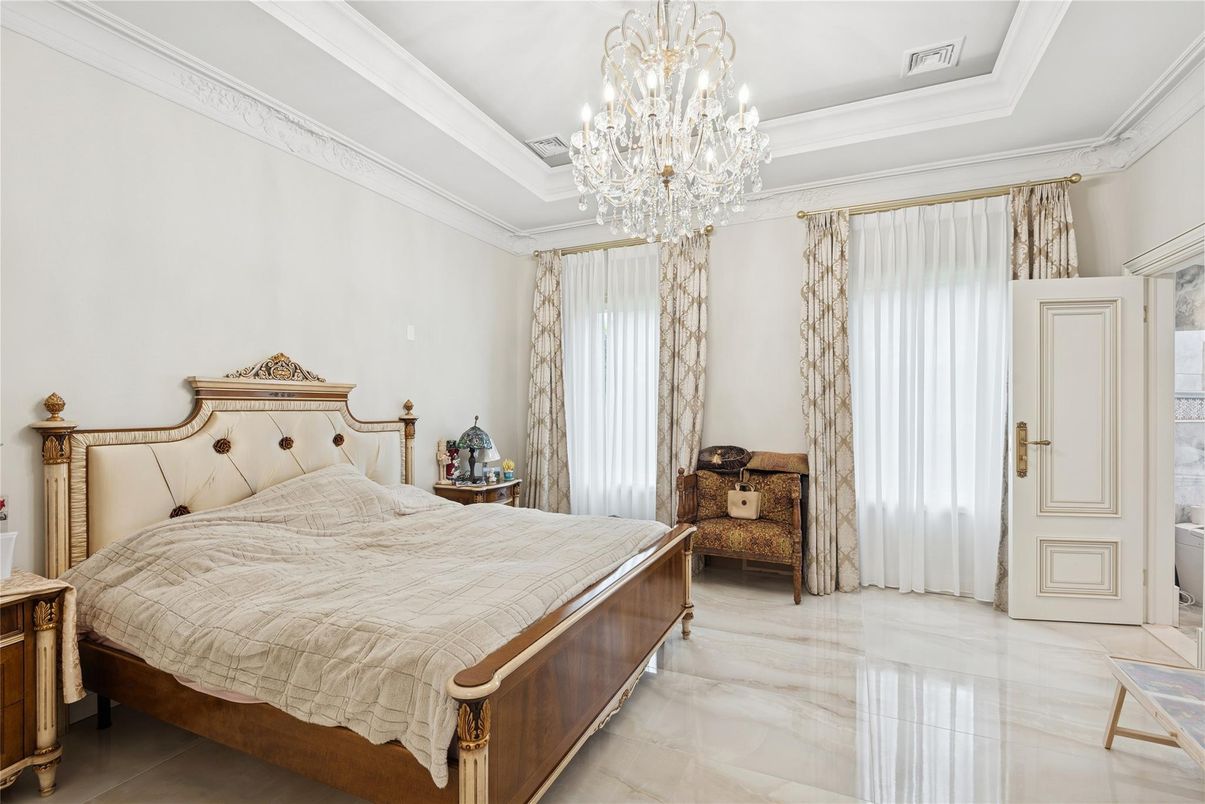 Bedroom, Chandelier, Interior