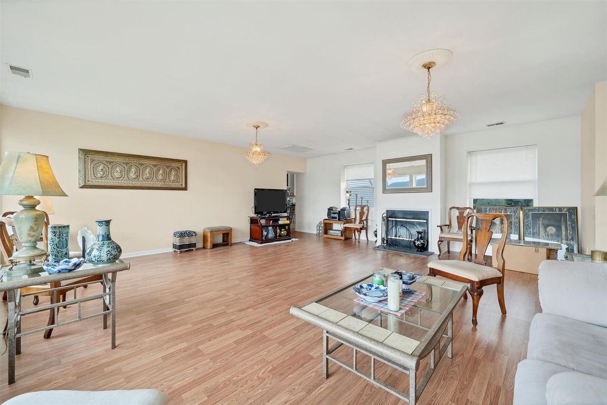 Chandelier, Fireplace, Interior, Living room, Wood Texture Flooring