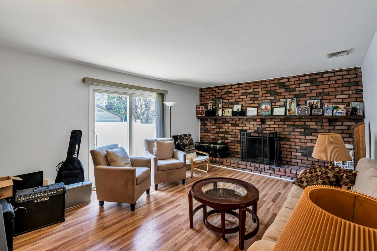 Fireplace, Interior, Living room, Stone Walls, Wood Texture Flooring