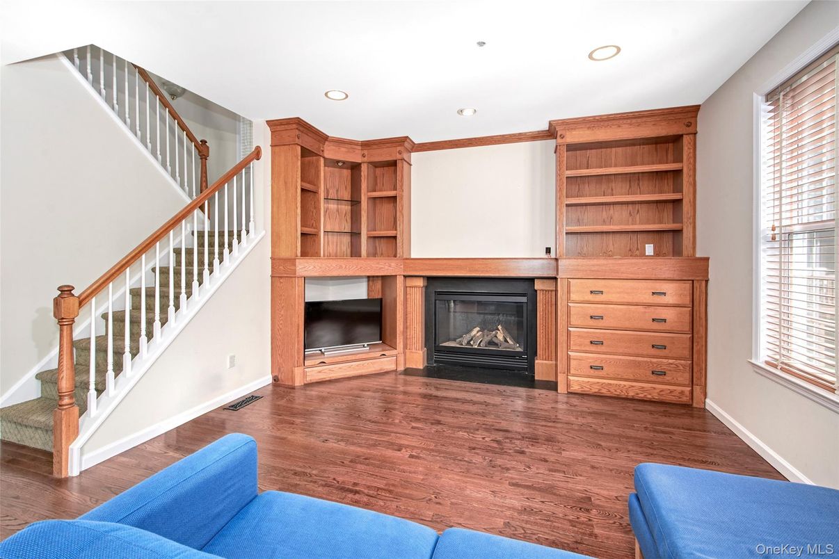 Fireplace, Interior, Recessed Lighting, Wood Texture Flooring