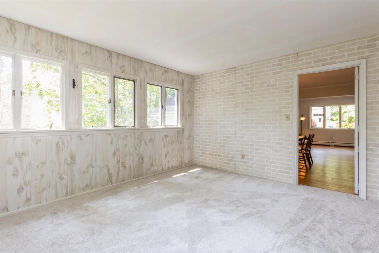 Empty room, Interior, Stone Walls, Wood Texture Flooring