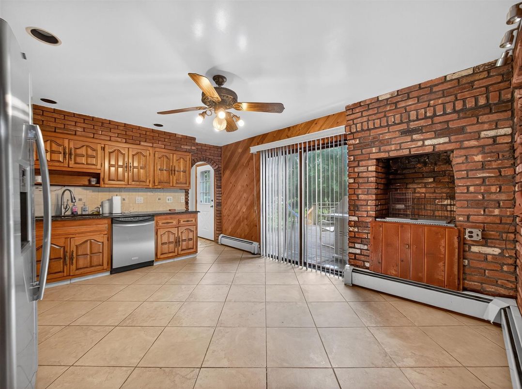 Interior, Kitchen, Stainless Steel Appliances, Stone Walls