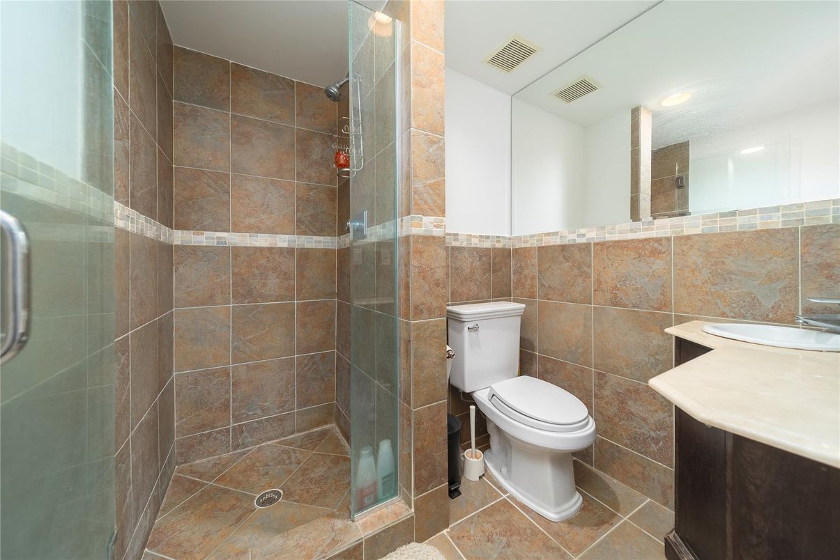 Bathroom, Glass Shower, Interior, Recessed Lighting