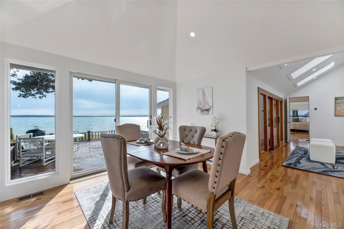 Dining room, Interior, Recessed Lighting, Water, Wood Texture Flooring