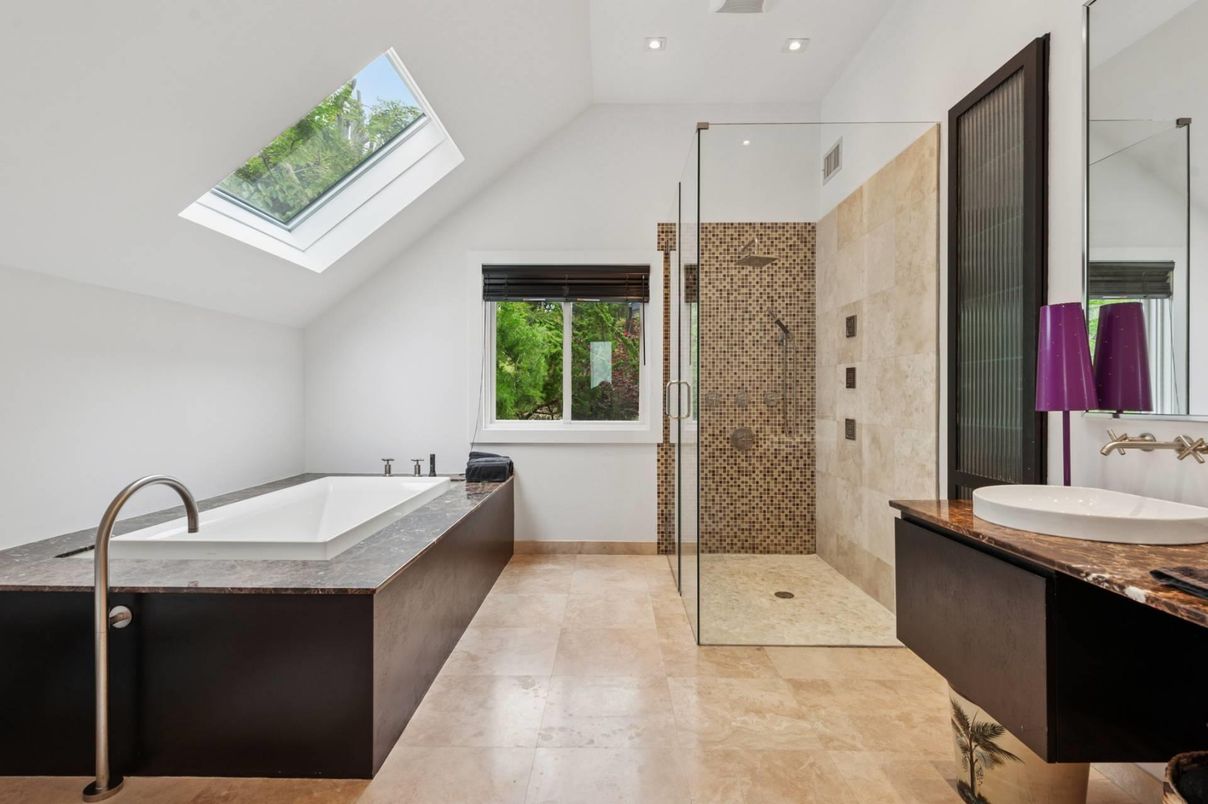 Bathroom, Dual Sink Vanities, Glass Shower, Interior, Recessed Lighting