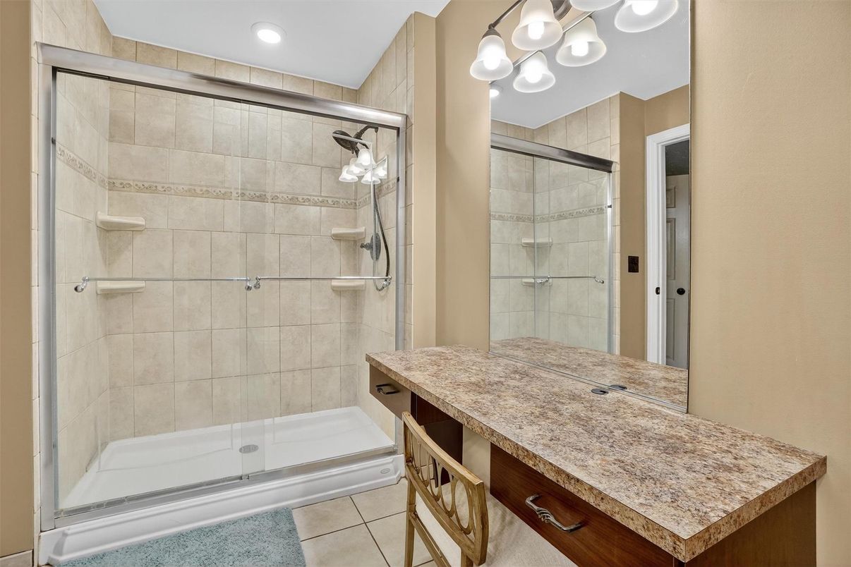 Bathroom, Glass Shower, Interior, Recessed Lighting