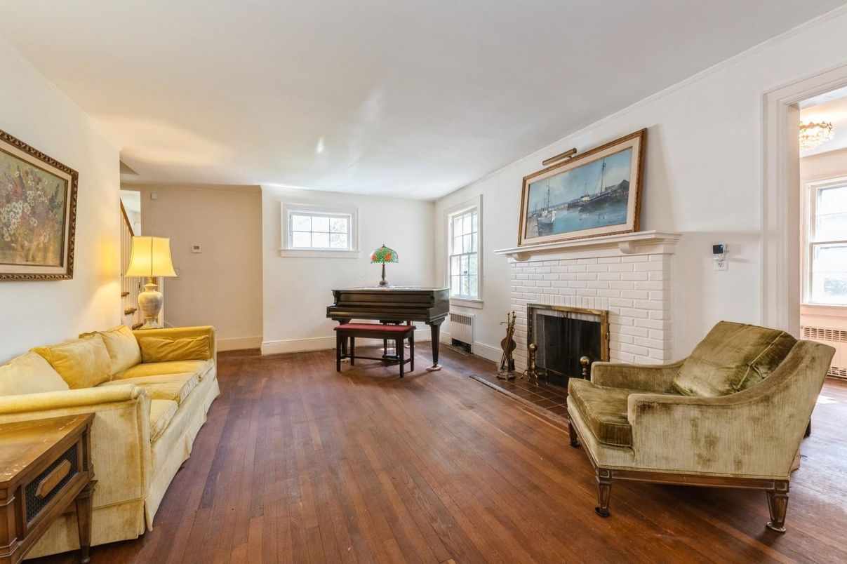 Fireplace, Interior, Living room, Piano, Wood Texture Flooring