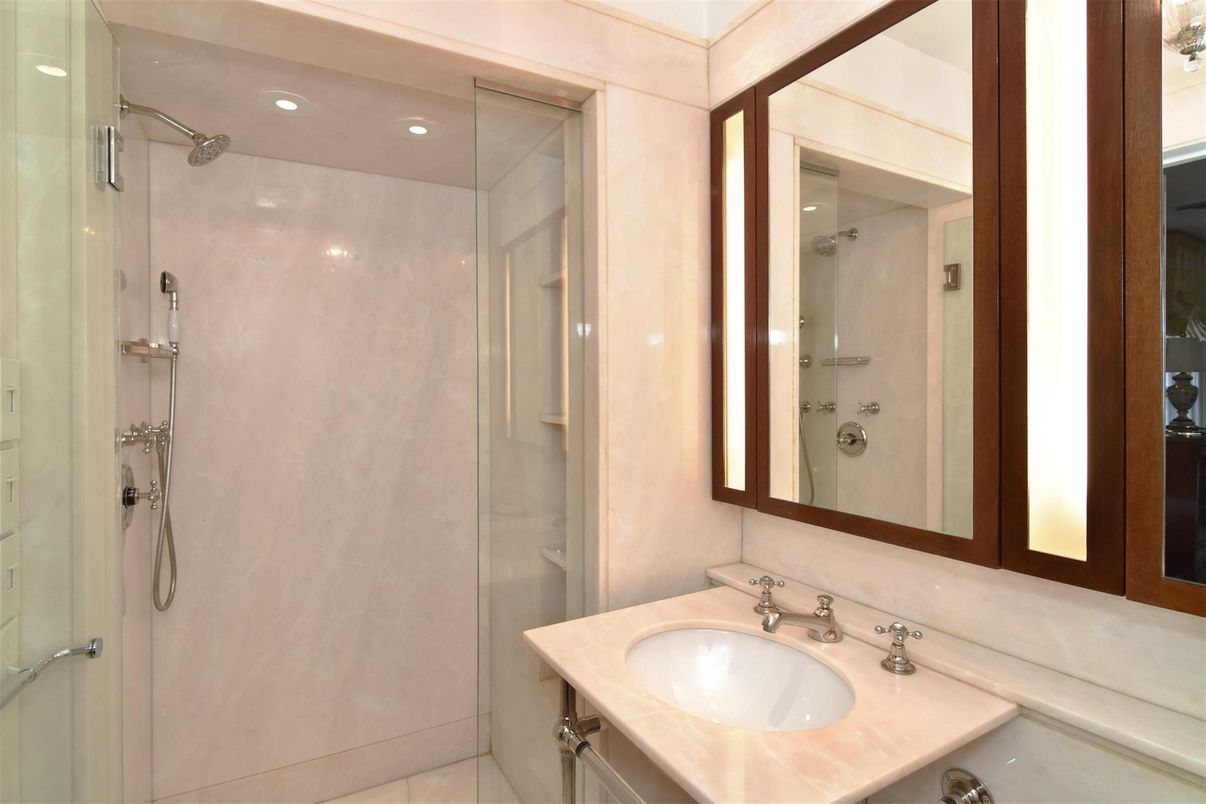 Bathroom, Glass Shower, Interior, Recessed Lighting