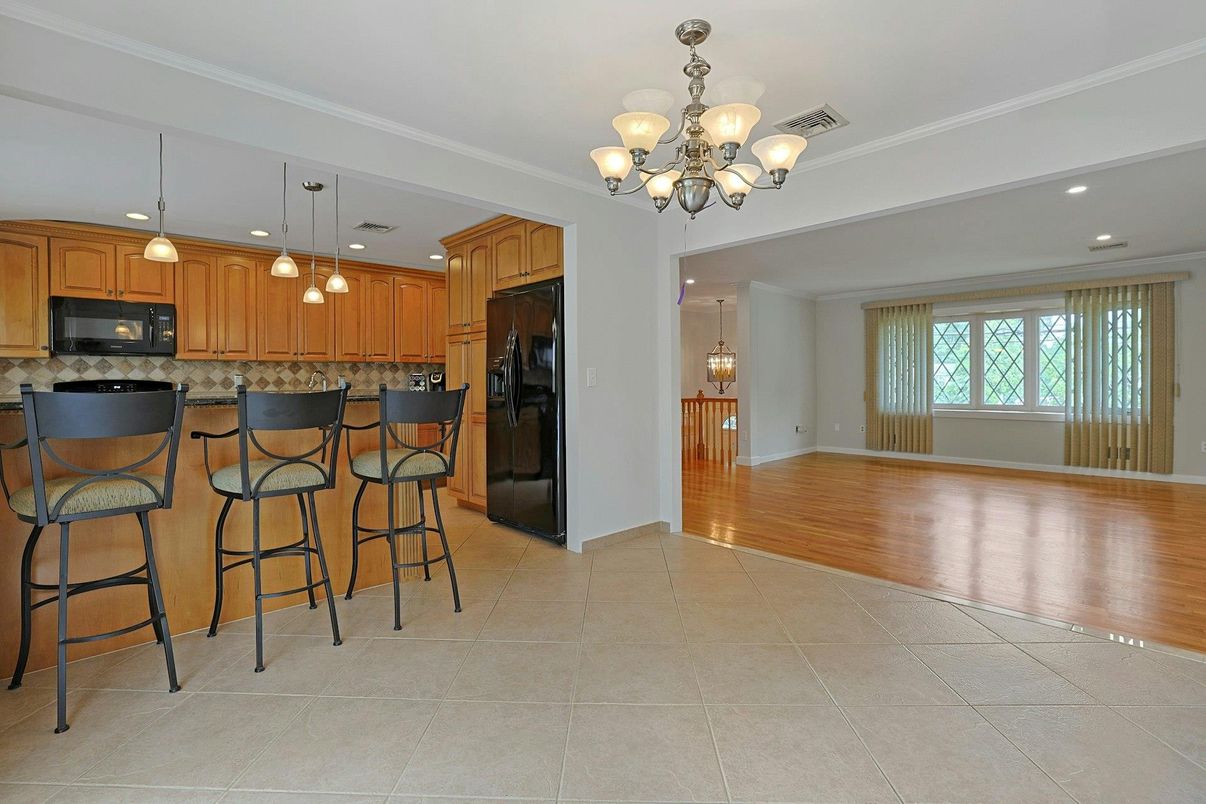 Chandelier, Interior, Kitchen, Pendant Lights, Recessed Lighting, Wood Texture Flooring