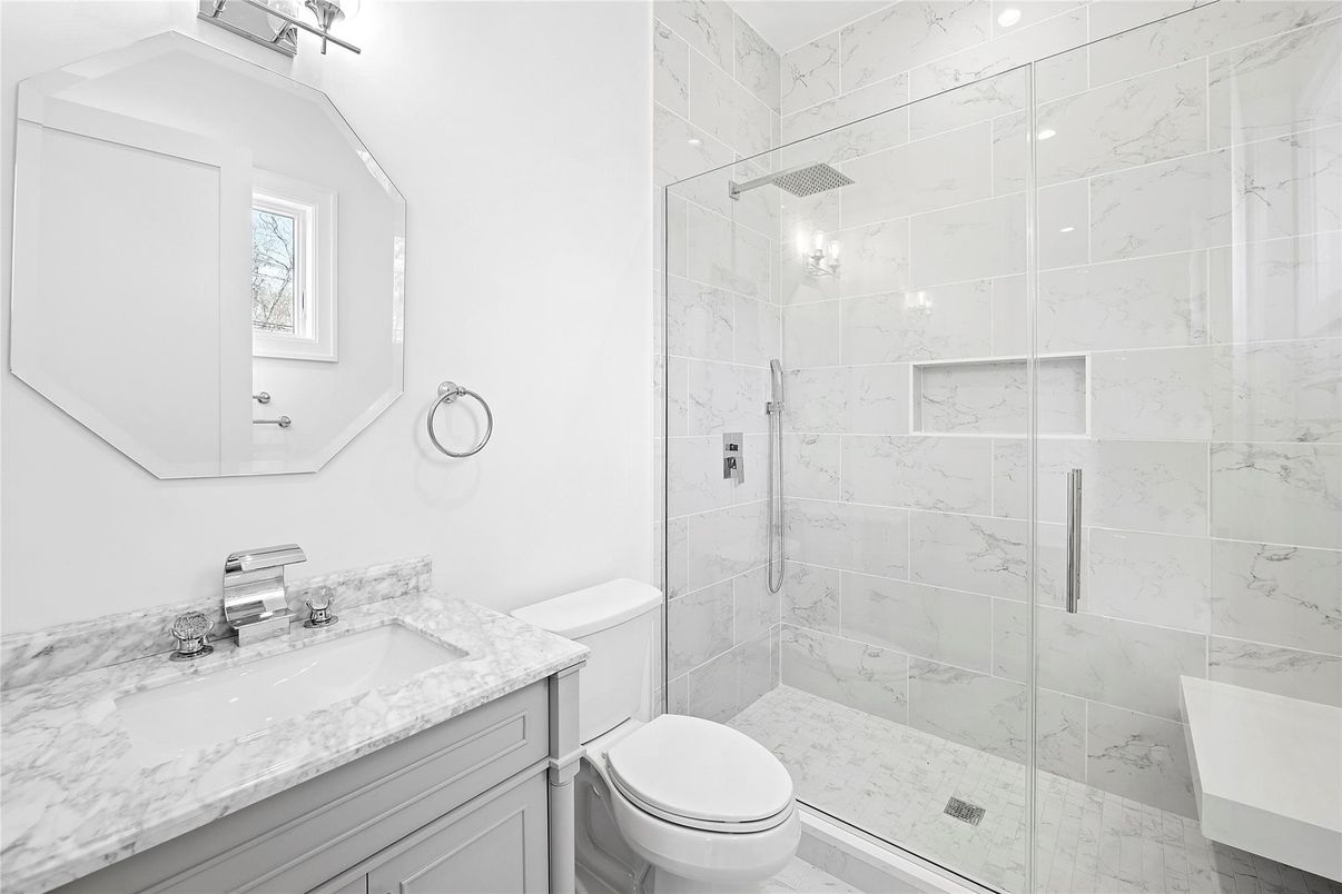 Bathroom, Glass Shower, Interior, Marble Walls