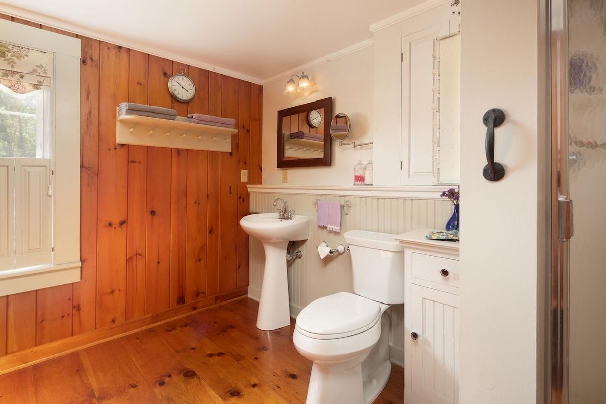 Bathroom, Interior, Wood Texture Flooring, Wooden Walls