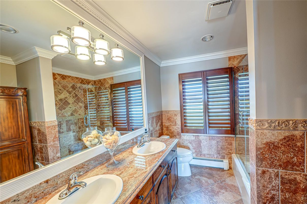 Bathroom, Dual Sink Vanities, Glass Shower, Interior, Recessed Lighting