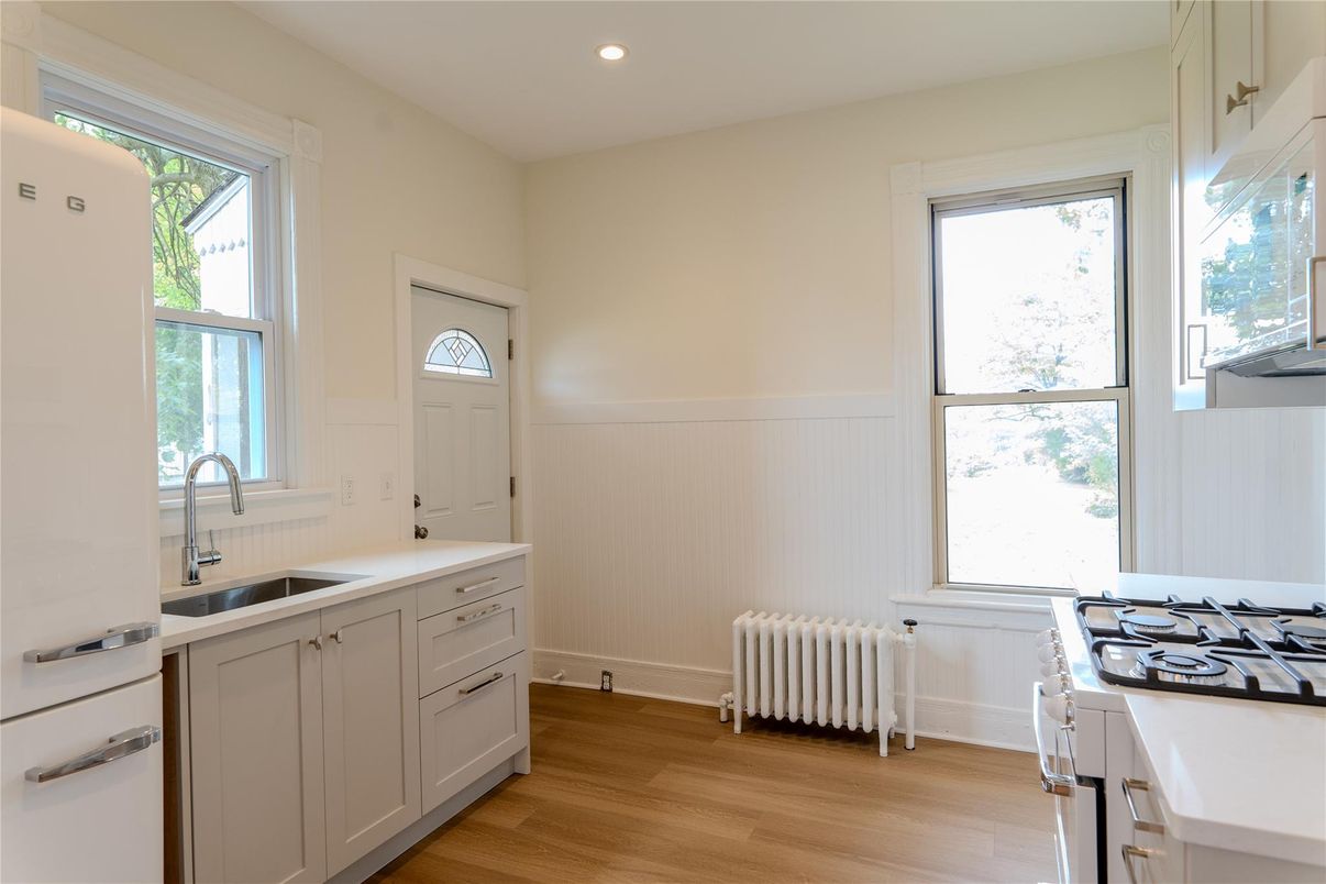 Interior, Kitchen, Recessed Lighting, Wood Texture Flooring