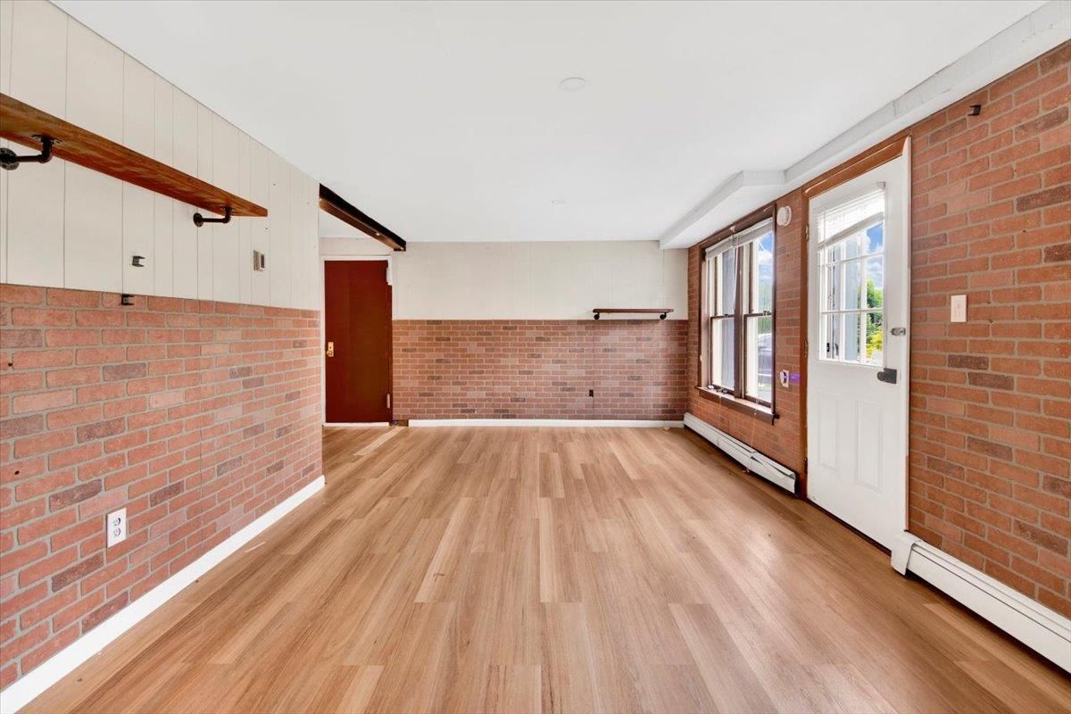 Empty room, Interior, Stone Walls, Wood Texture Flooring