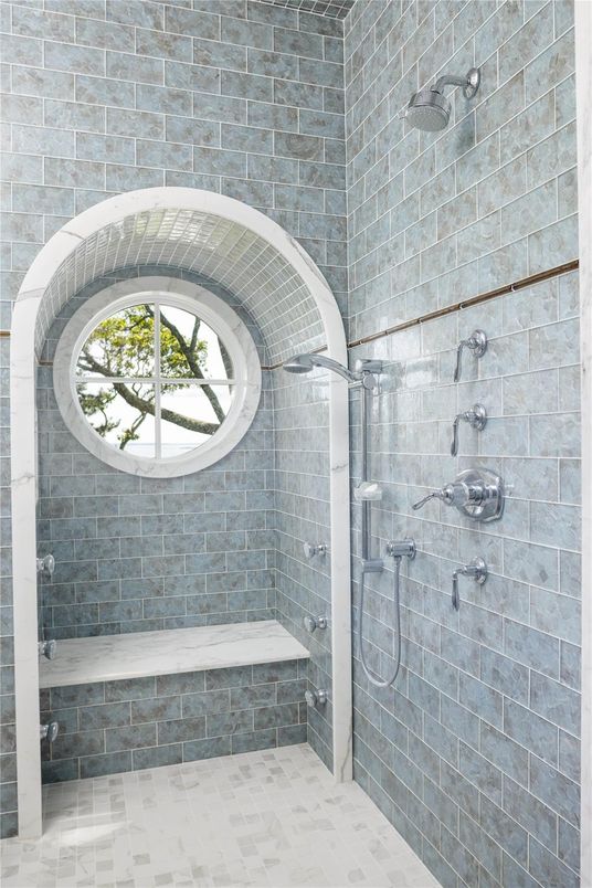 Bathroom, Glass Shower, Interior, Stone Walls