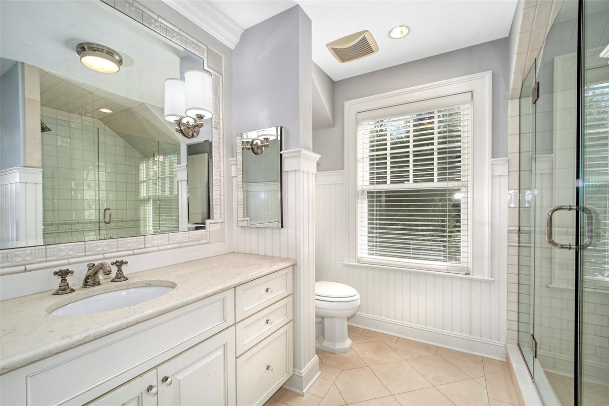 Bathroom, Glass Shower, Interior, Recessed Lighting