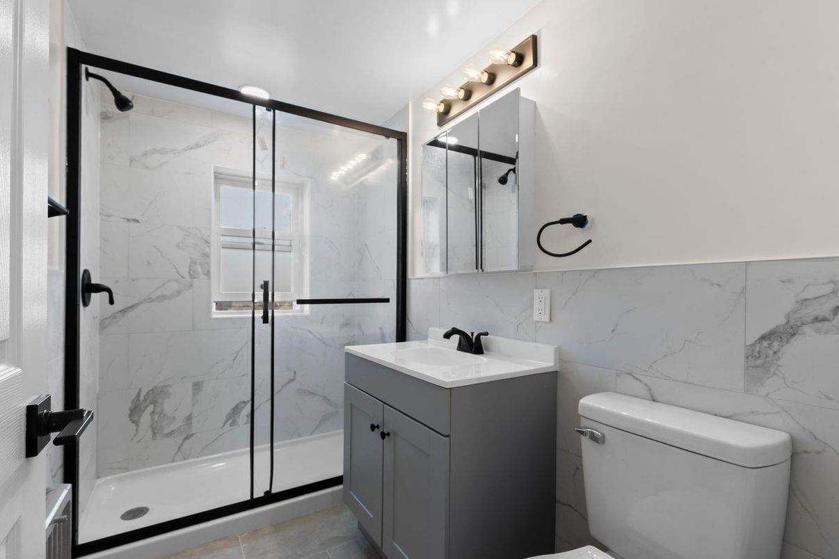 Bathroom, Glass Shower, Interior, Marble Walls