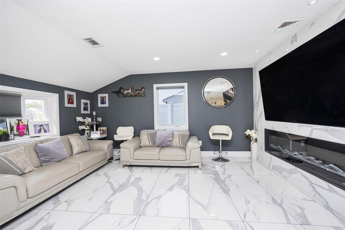 Fireplace, Interior, Living room, Marble, Recessed Lighting
