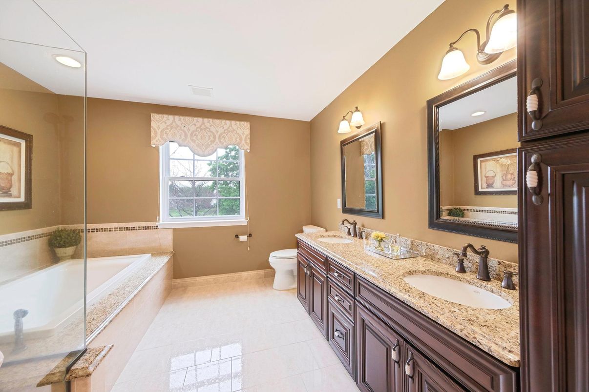 Bathroom, Dual Sink Vanities, Glass Shower, Interior, Recessed Lighting