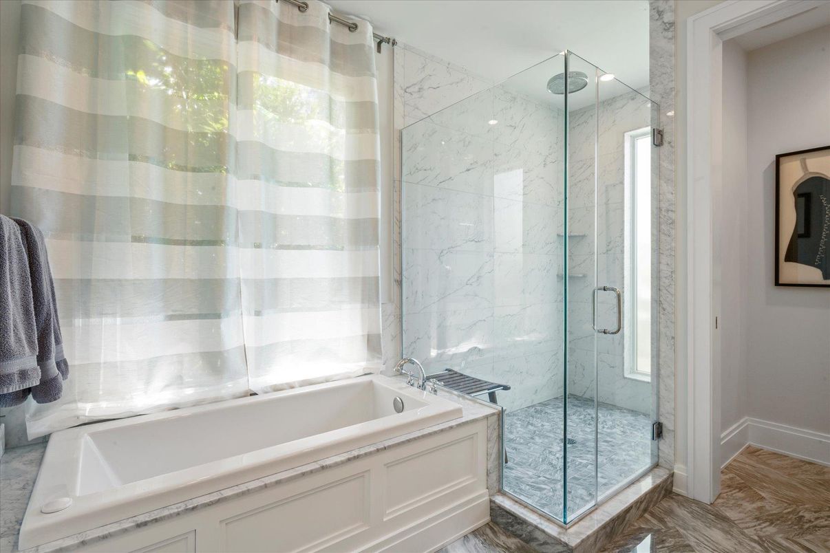 Bathroom, Glass Shower, Interior, Marble Walls