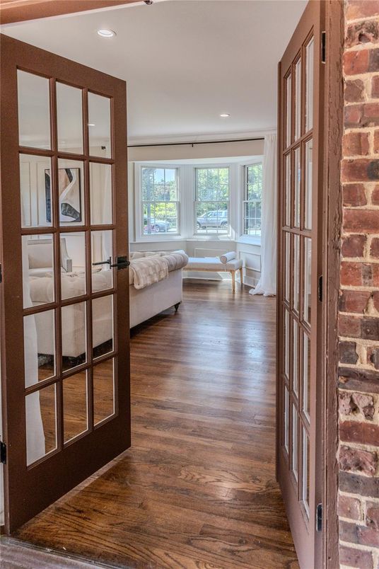 Interior, Recessed Lighting, Stone Walls, Wood Texture Flooring