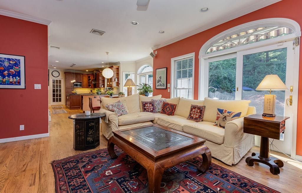 Interior, Kitchen, Living room, Pendant Lights, Recessed Lighting, Wood Texture Flooring