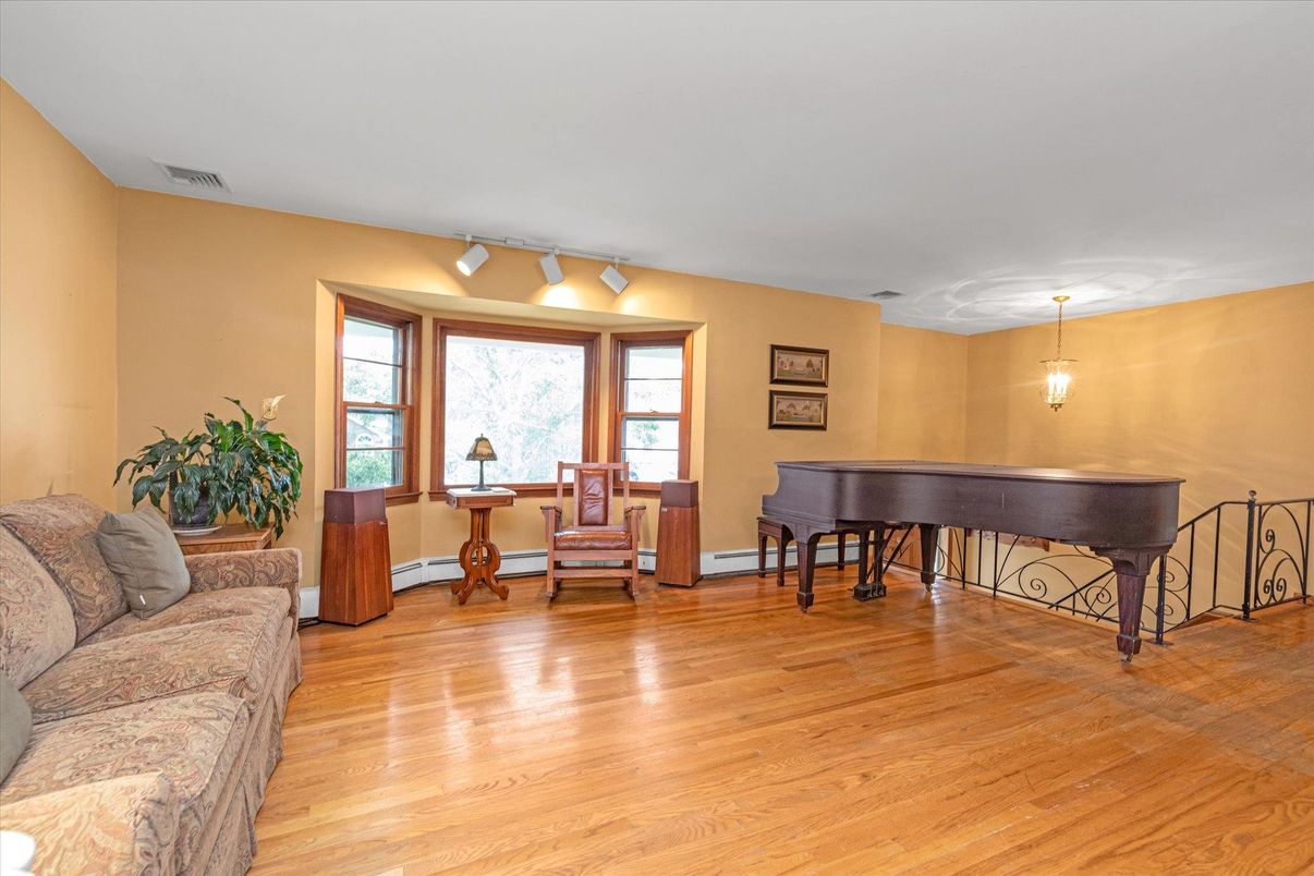 Interior, Pendant Lights, Piano, Wood Texture Flooring