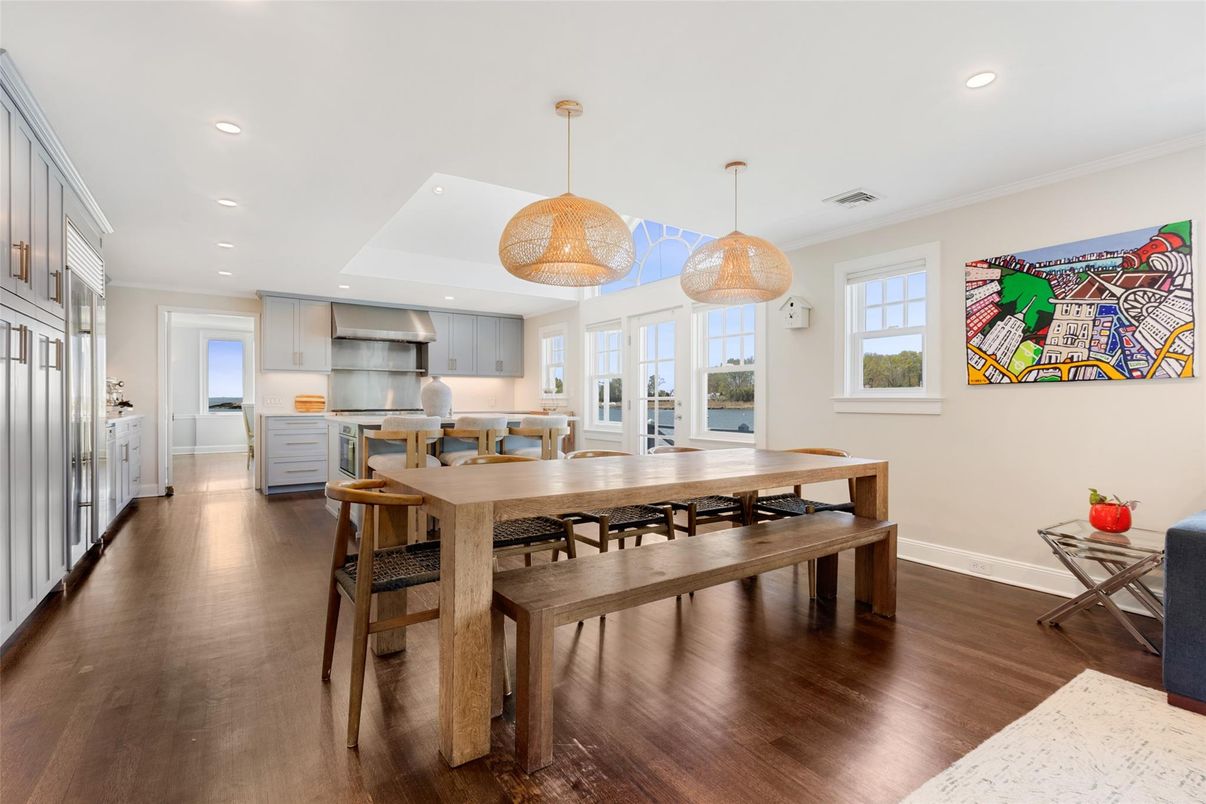 Interior, Kitchen, Pendant Lights, Recessed Lighting, Wood Texture Flooring