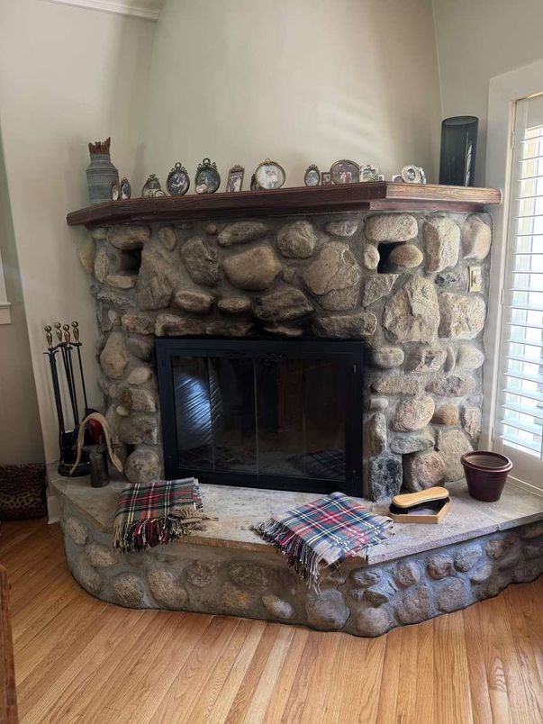 Fireplace, Interior, Wood Texture Flooring