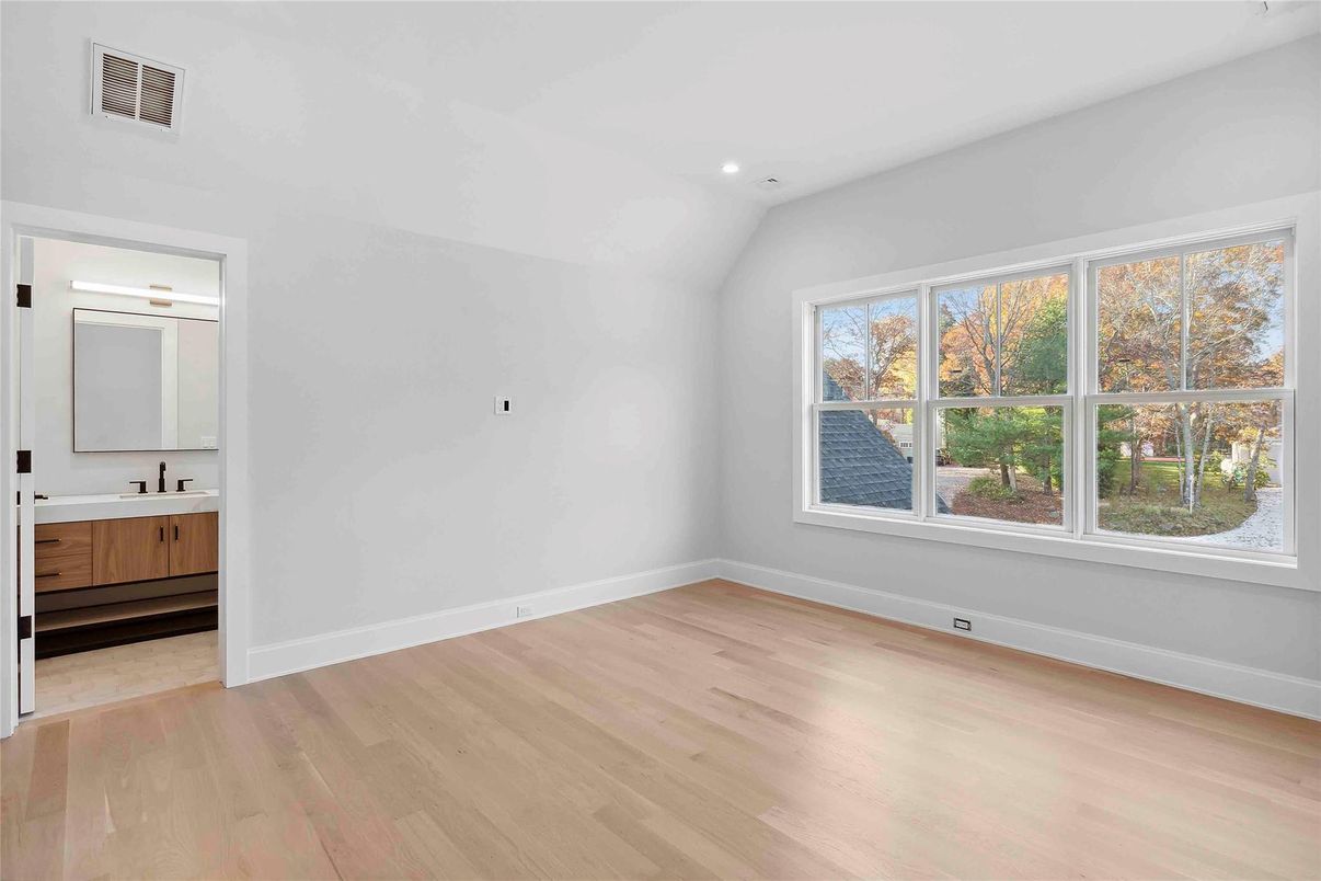 Bathroom, Empty room, Interior, Recessed Lighting, Wood Texture Flooring