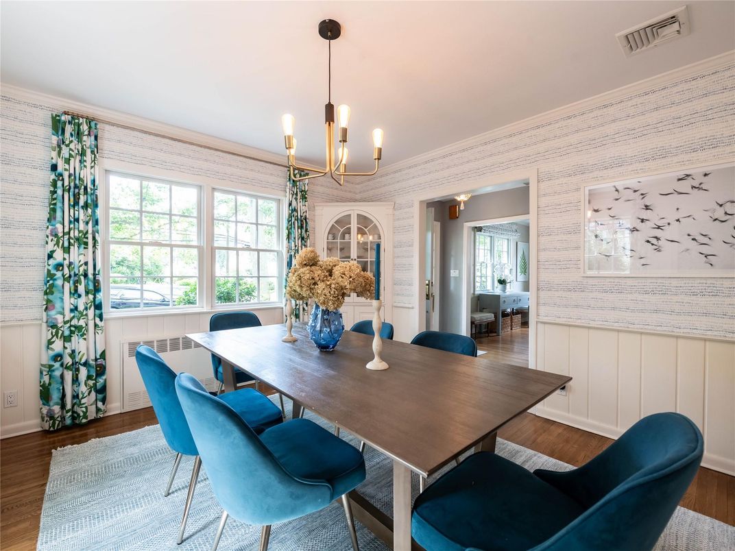 Chandelier, Dining room, Interior, Pendant Lights, Wood Texture Flooring
