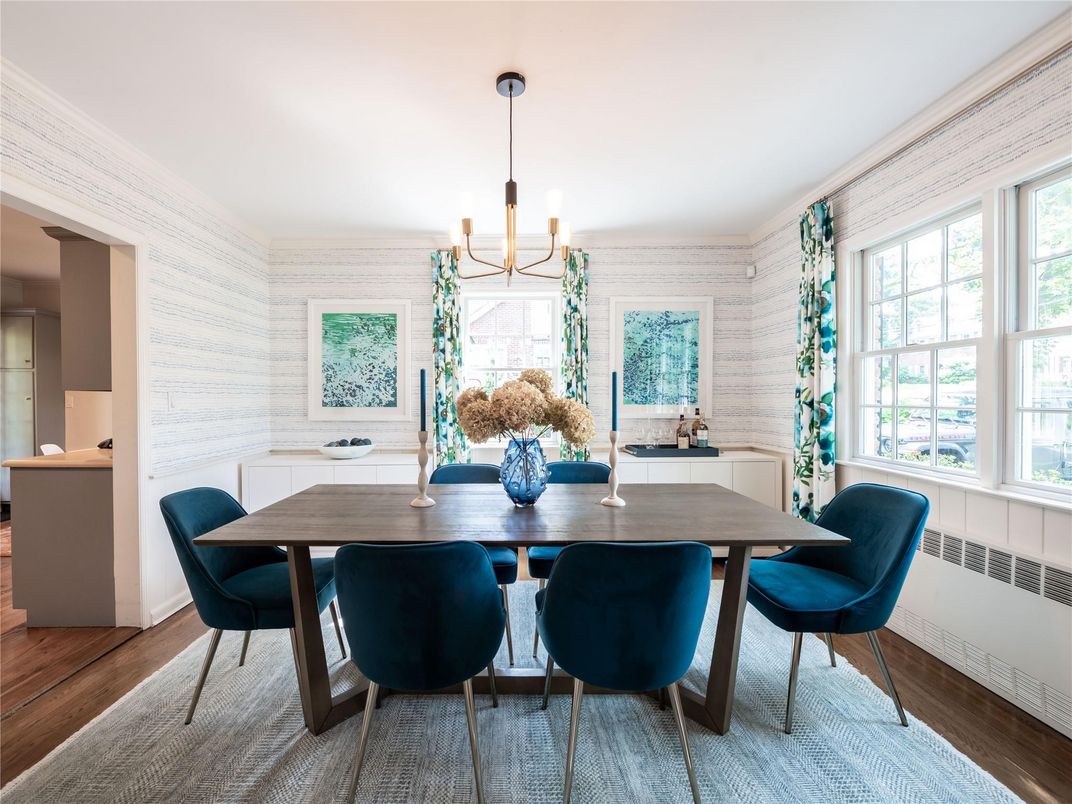 Chandelier, Dining room, Interior, Wood Texture Flooring