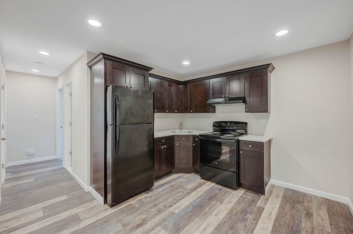 Interior, Kitchen, Recessed Lighting, Wood Texture Flooring