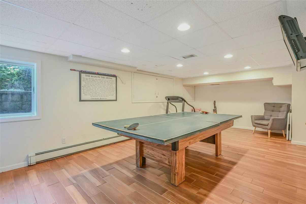 Game Room, Interior, Recessed Lighting, Wood Texture Flooring