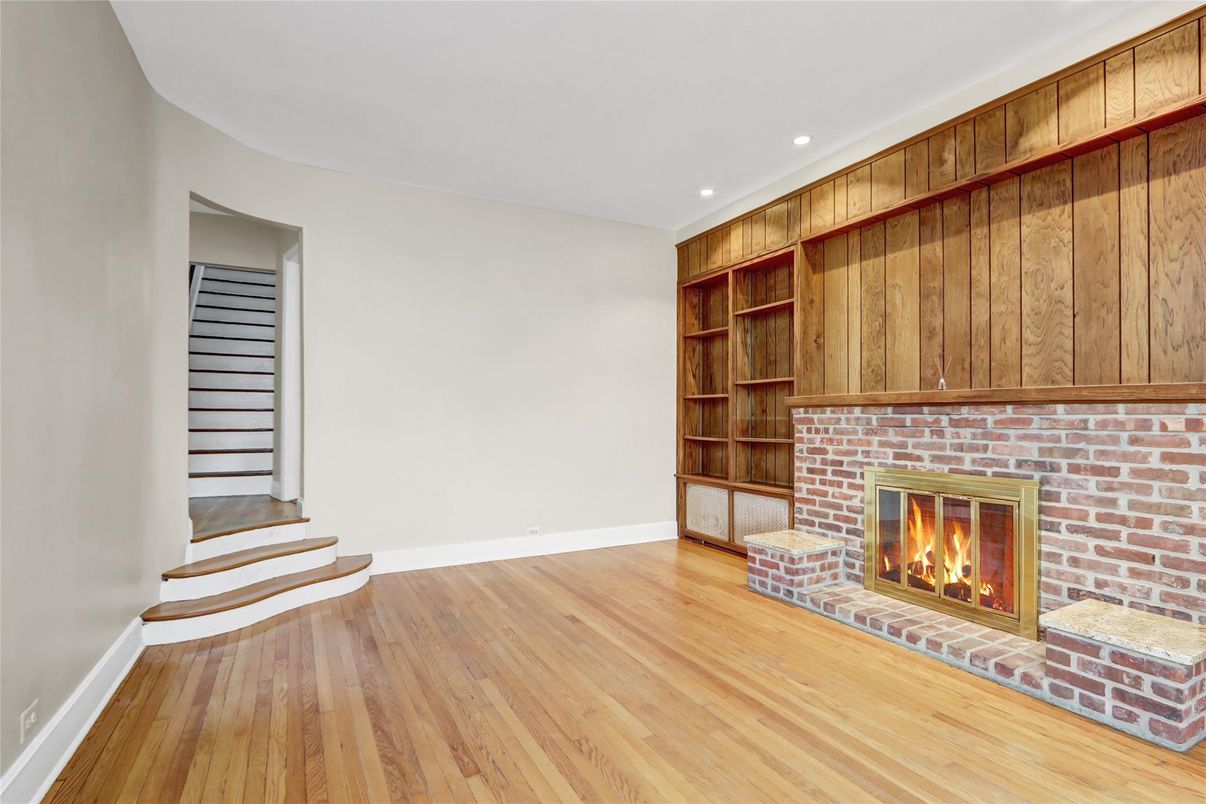 Fireplace, Interior, Recessed Lighting, Wood Texture Flooring