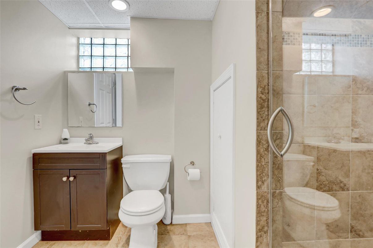 Bathroom, Glass Shower, Interior, Recessed Lighting