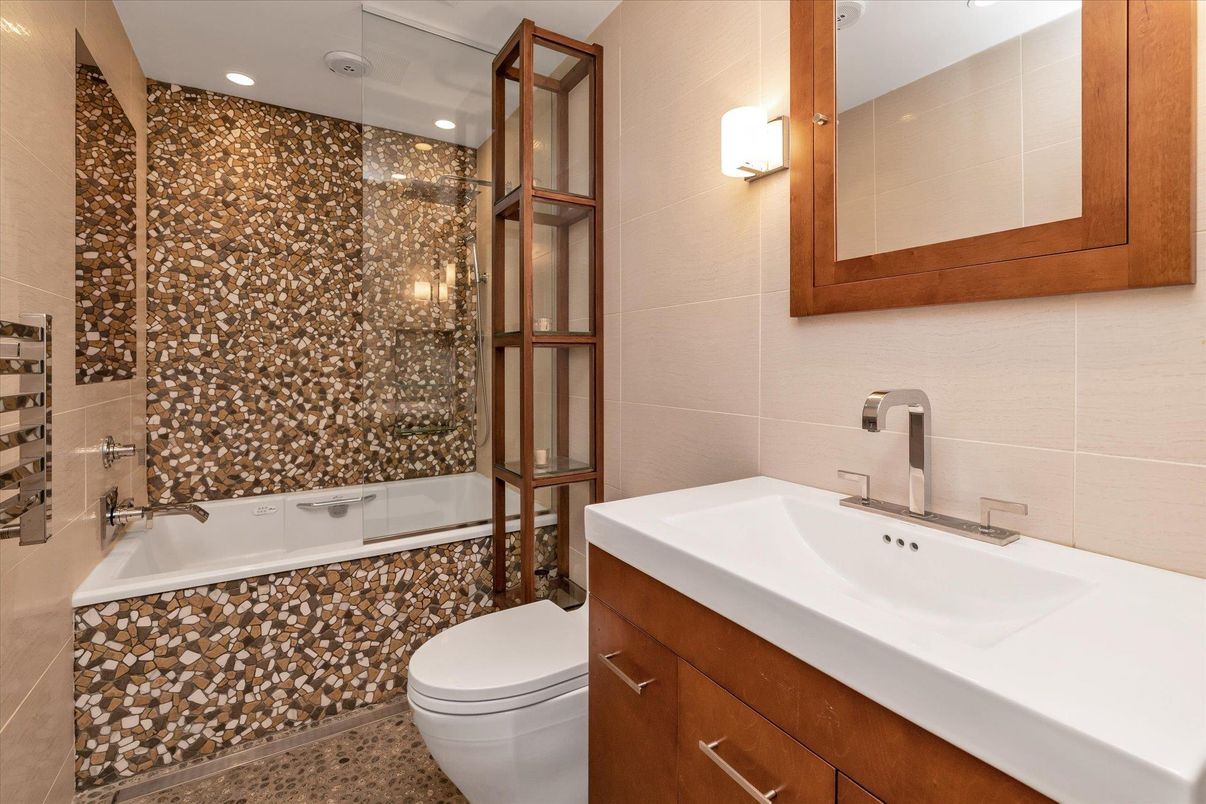 Bathroom, Glass Shower, Interior, Recessed Lighting