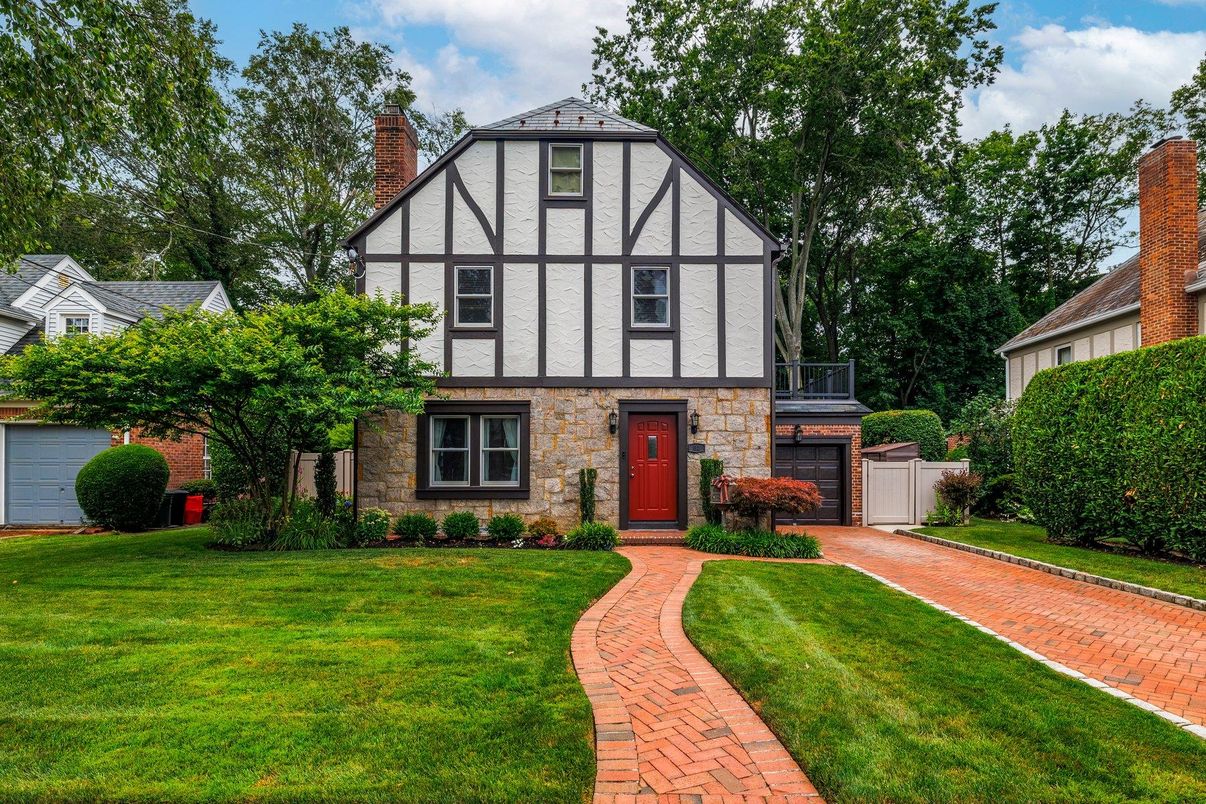 Attached, Exterior, Facade, Brick Facade, Tudor Revival