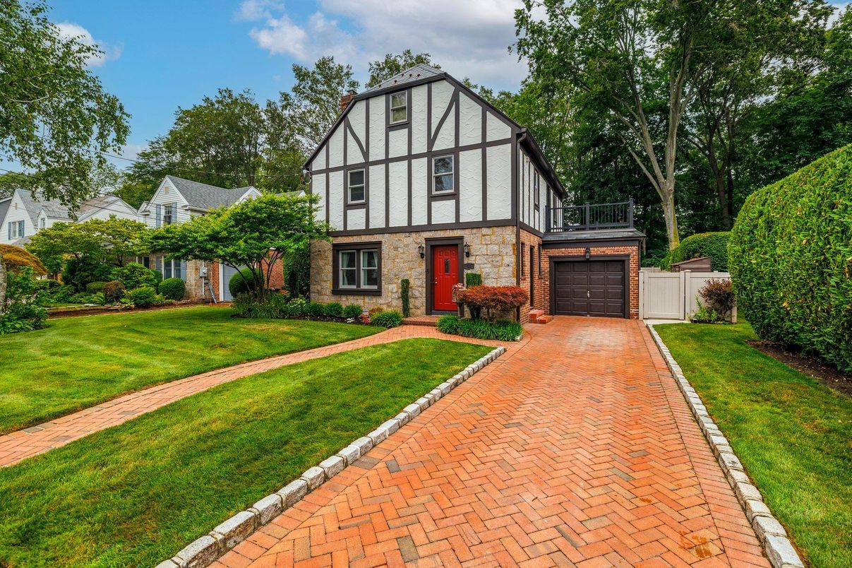 Attached, Exterior, Facade, Brick Facade, Tudor Revival
