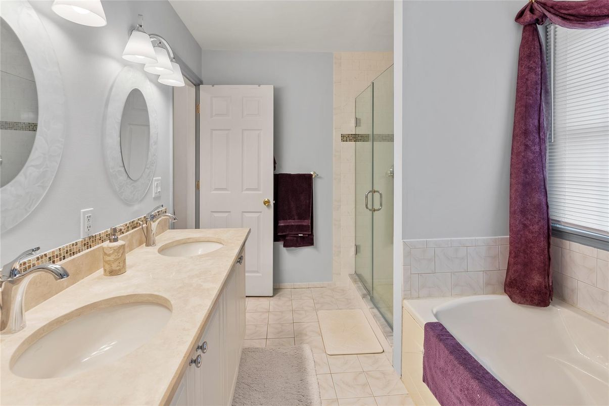 Bathroom, Dual Sink Vanities, Glass Shower, Interior