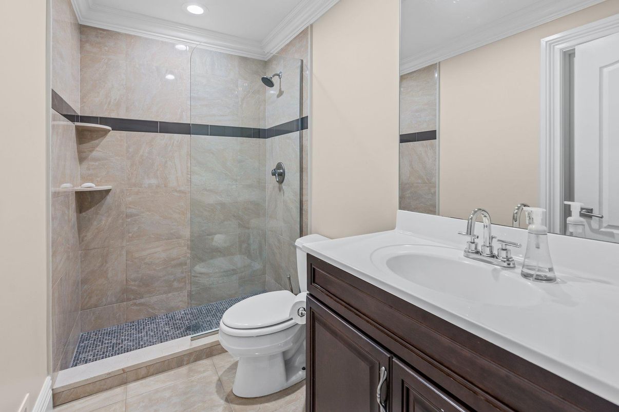 Bathroom, Glass Shower, Interior, Recessed Lighting