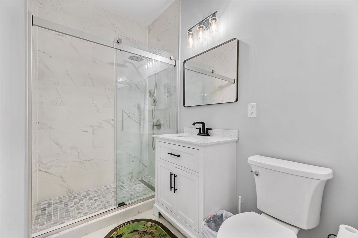 Bathroom, Glass Shower, Interior, Marble Walls