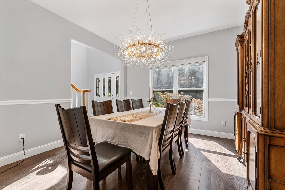 Chandelier, Dining room, Interior, Wood Texture Flooring