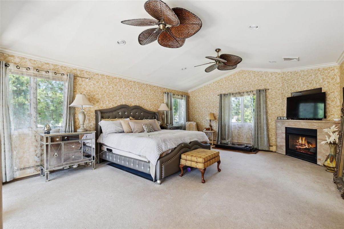 Bedroom, Fireplace, Interior, Recessed Lighting