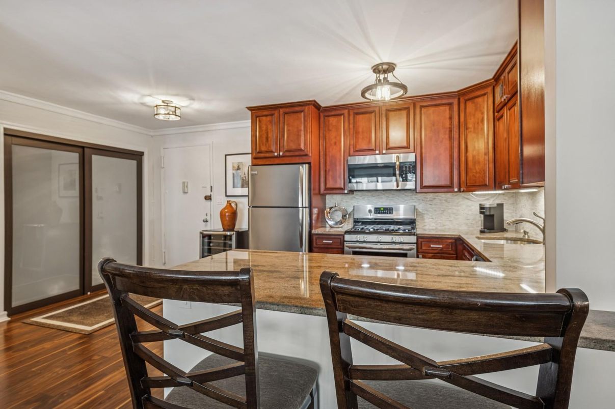 Interior, Kitchen, Stainless Steel Appliances, Wood Texture Flooring