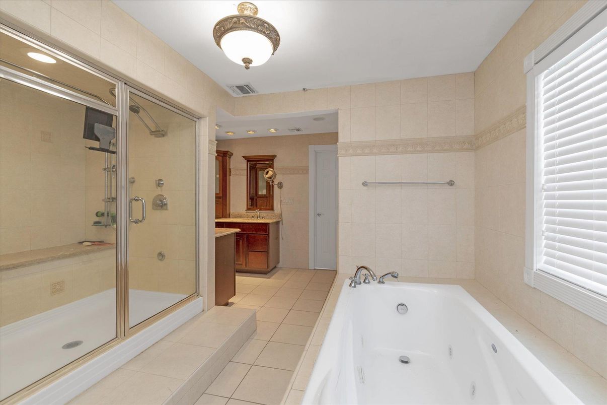 Bathroom, Glass Shower, Interior, Recessed Lighting